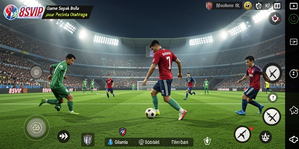 Screenshot gameplay <strong>8SVIP</strong> menampilkan aksi seru di lapangan sepak bola.