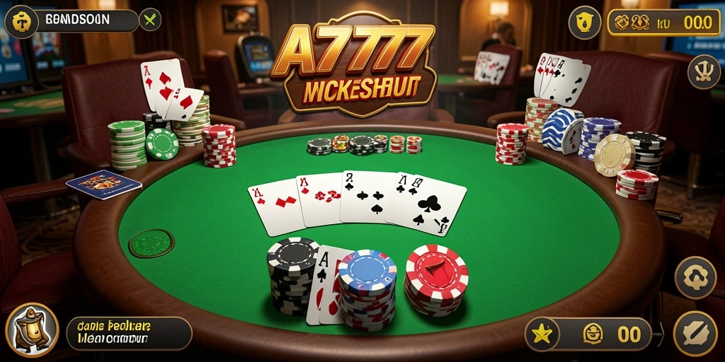 Tampilan menarik dari gameplay poker A7777 yang mendebarkan.