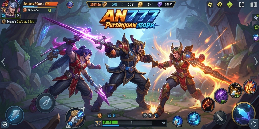 Tampilan gameplay AN777 yang mendebarkan dan strategis dalam pertempuran MOBA.