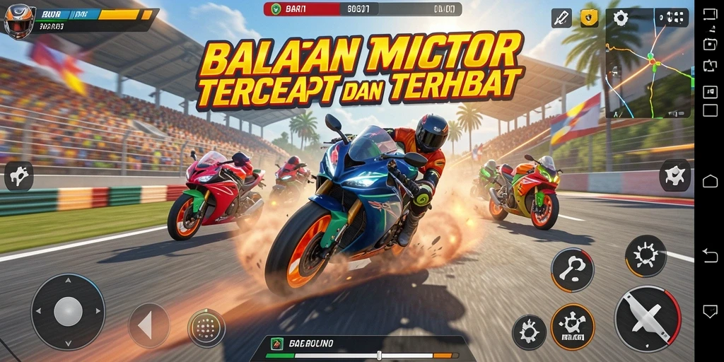 Tampilan intense dari balapan motor di BARU01 yang seru.