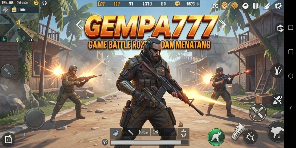 Screenshot <strong>GEMPA777</strong> menampilkan aksi pertempuran Battle Royale yang mendebarkan.