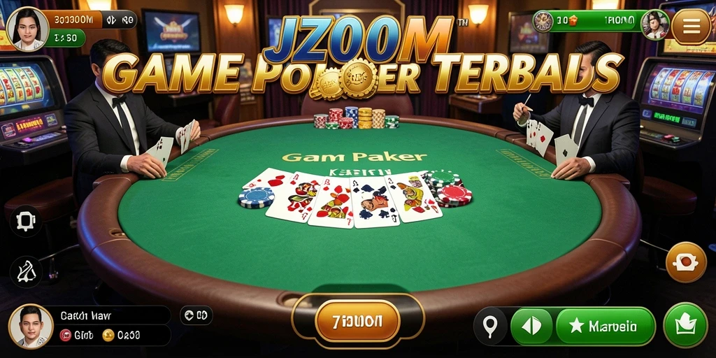 Tampilan utama gameplay J200M dengan suasana Poker yang mendebarkan.