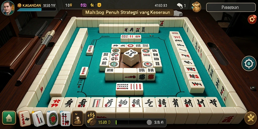Tampilan gameplay KAGANDAN dengan strategi Mahjong yang mendebarkan.