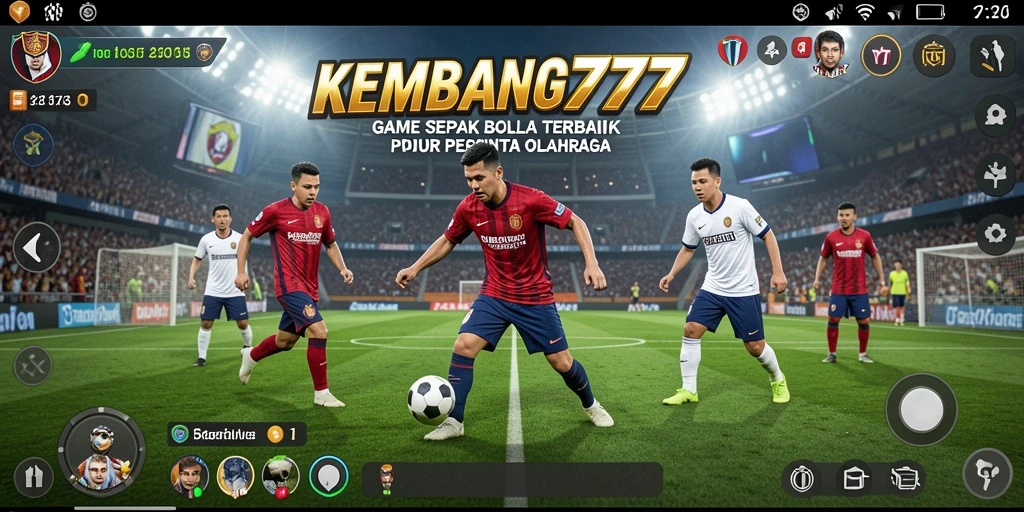 Screenshot KEMBANG777 menampilkan aksi seru permainan sepak bola.