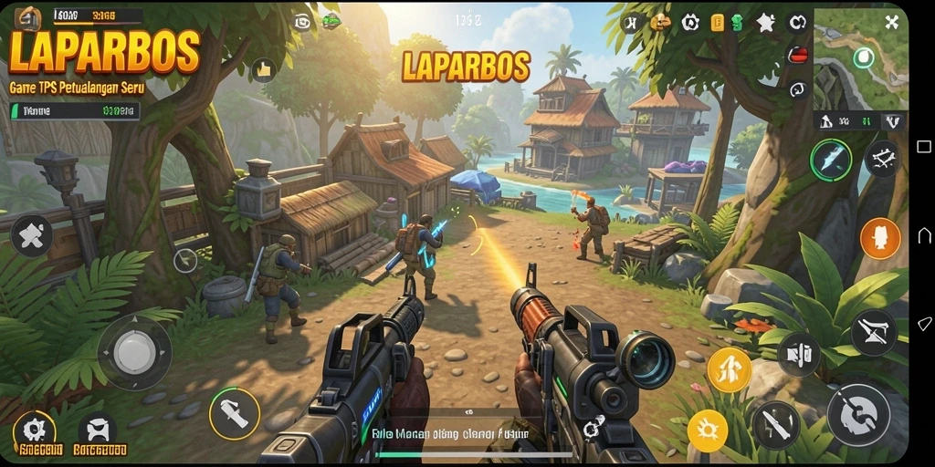 Tangkapan layar menunjukkan aksi intens dari gameplay LAPARBOS.