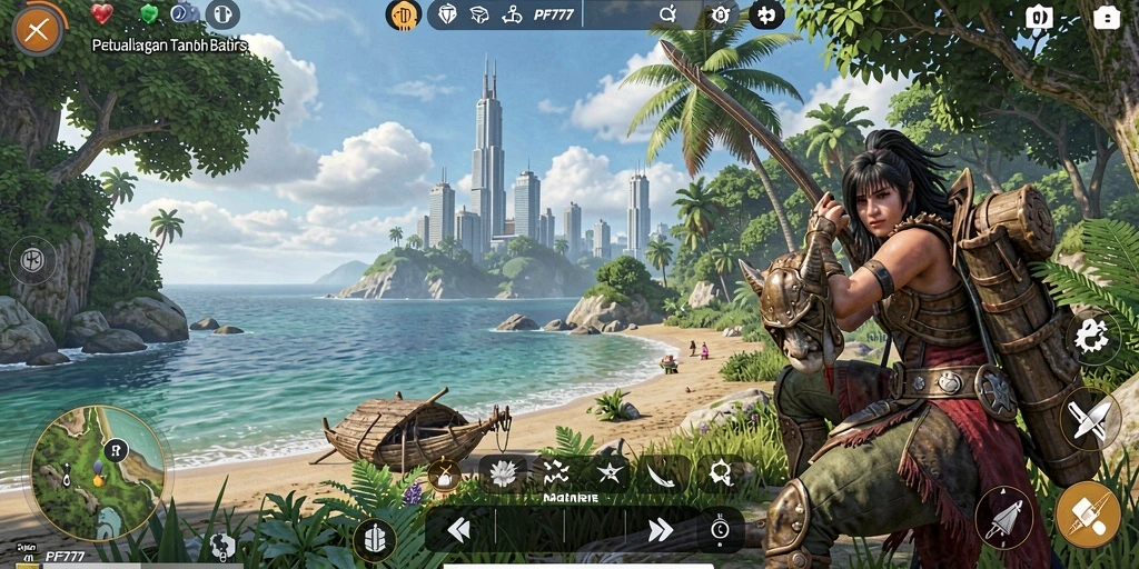 Screenshot gameplay PF777 menampilkan dunia terbuka yang luas dan menakjubkan.