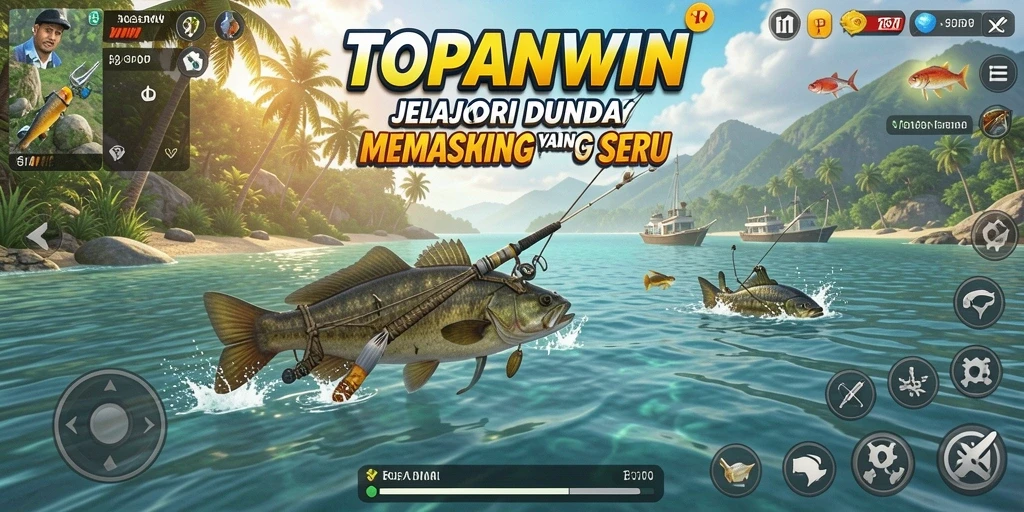Screenshot gameplay <strong>TOPANWIN</strong> menampilkan aksi memancing yang mendebarkan.