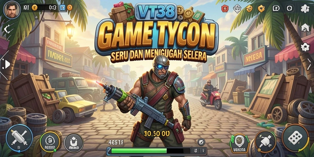 Tangkapan layar utama VT38 menunjukkan momen mendebarkan dalam gameplay Tycoon.