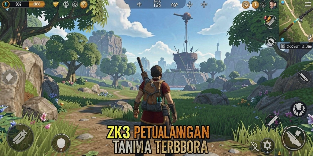 Tampilan screenshot dari gameplay ZK3 yang menakjubkan di dunia terbuka.