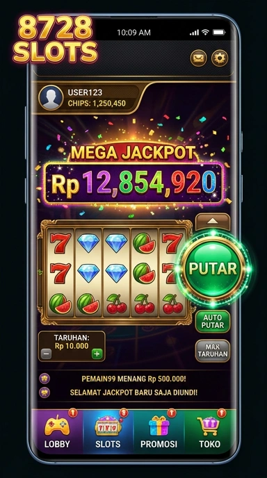 Tampilan antarmuka 8728slots yang sederhana dan menarik.